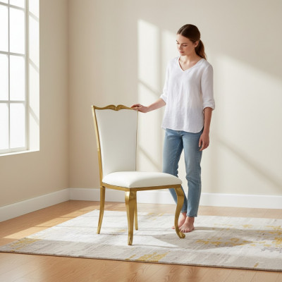 luxuriéise Stull Wäiss Nei Still Polsterstull Fauteuil Metall stilvoll Design