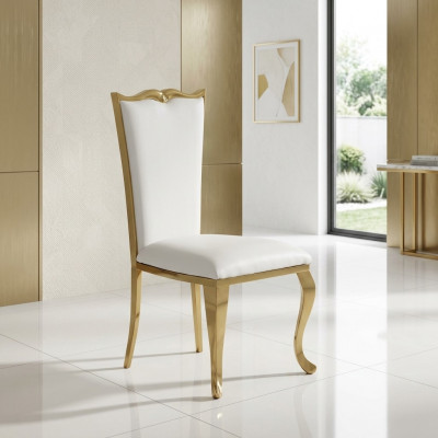 luxuriéise Stull Wäiss Nei Still Polsterstull Fauteuil Metall stilvoll Design