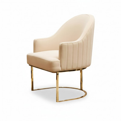 Iesszëmmerstill Wunnzëmmer luxuriéis Beige Stull mat Metall Modern nei