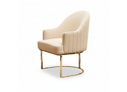 Iesszëmmerstill Wunnzëmmer luxuriéis Beige Stull mat Metall Modern nei