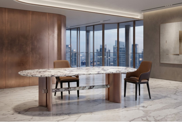 Iesszëmmer Miwwelen Edelstahl Oval Iessdësch Dësch Design Dëscher Luxus Miwwelen