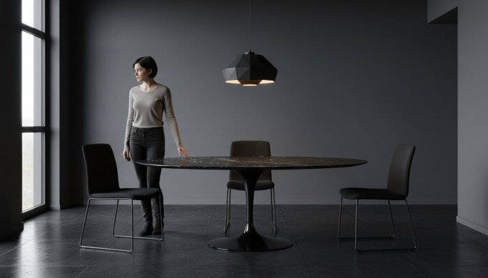Iesszëmmer Miwwelen Iessdësch Schwaarz Dësch Design Dëscher Luxus Miwwelen Ronn Nei