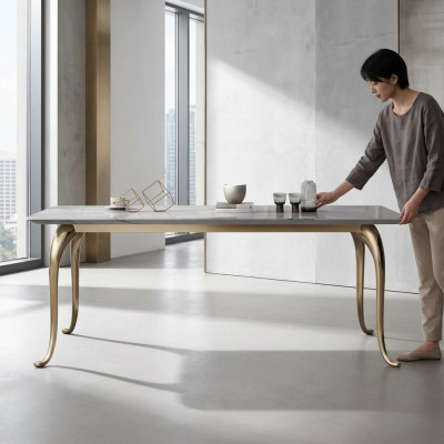 Moderne Luxus-Iessdësch Designer Rechteckegen Kichendësch Iesszëmmer Miwwelen Dësch