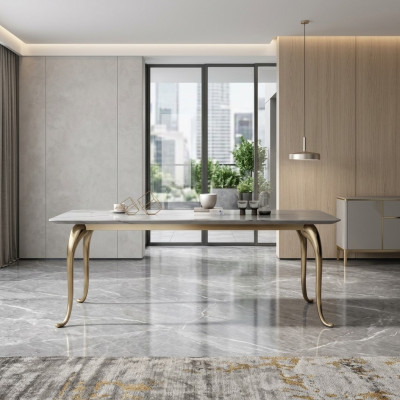 Moderne Luxus-Iessdësch Designer Rechteckegen Kichendësch Iesszëmmer Miwwelen Dësch
