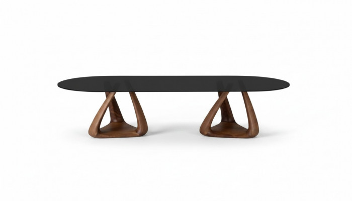 Designer schwaarzen Iesszëmmer Dësch Luxus Iesszëmmer Miwwel Holzplack oval