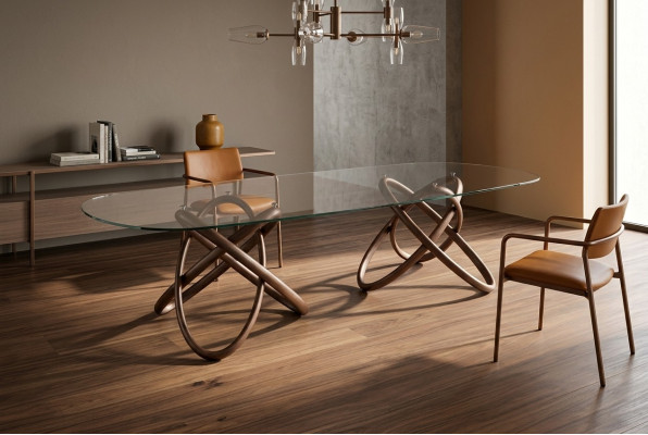 Designer Modernen Iesszëmmer Dësch Luxus Ovalen Glastësch Glas Miwwel Nei