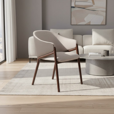 Designer Taupe Iesszëmmer Stull, Holzgestell Luxus Polster Eenzelstull.