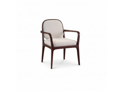 Designer groer Polsterstull Iesszëmmer Miwwelen Brong Holzgestell Fauteuil Stull