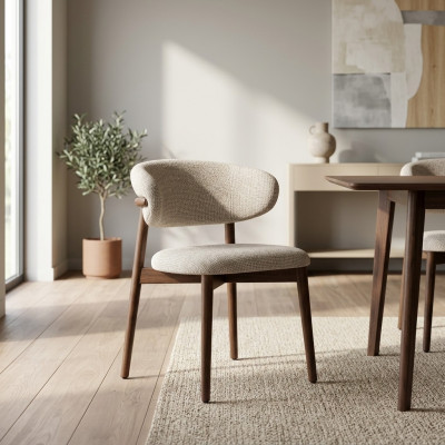 Iesszëmmerstull Stull Kichenstull Lehnstull Holz Stoff Modern Gri Stull