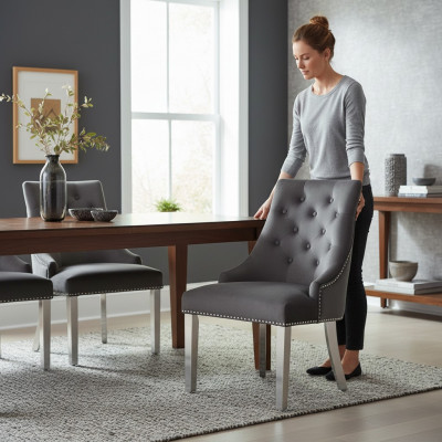 Gräien Iesszëmmer Chesterfield Stull Textillen Stull Luxus Eenzelstull