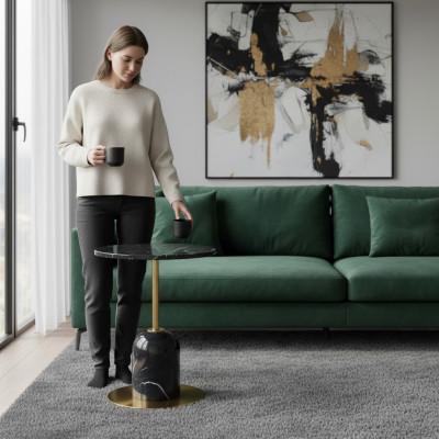 Designer schwaarzen Dësch fir d'Couch Niewendësch Wunnzëmmer Luxus Miwwel Dësch