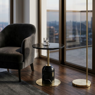 Designer schwaarzen Dësch fir d'Couch Niewendësch Wunnzëmmer Luxus Miwwel Dësch