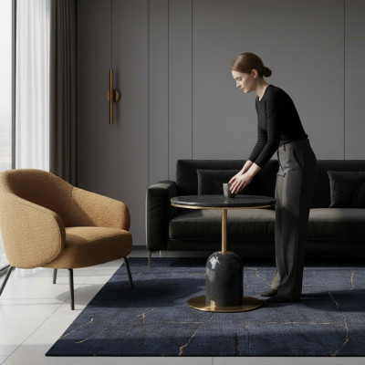Ronner Wunnzëmmer Niewendësch Schwaarzen Sofadësch Luxus Couchtisch Dësch