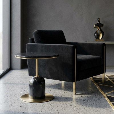 Ronner Wunnzëmmer Niewendësch Schwaarzen Sofadësch Luxus Couchtisch Dësch