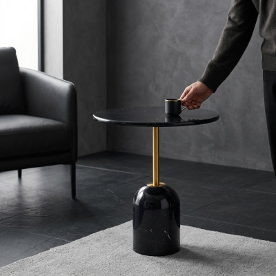 Schwaarzen Säitendësch Wunnzëmmer Dëscher Modernes Ronnes Design Konsoledësch