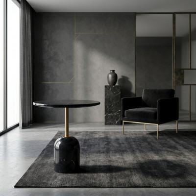 Schwaarzen Säitendësch Wunnzëmmer Dëscher Modernes Ronnes Design Konsoledësch