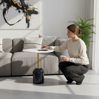 Wäiss-Schwaarze Couchtisch Kaffisdësch Designer Wunnzëmmer Miwwelen Dëscher