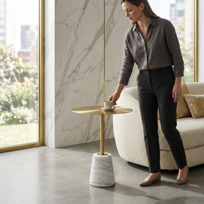 Designer Héichwäertegen Niewendësch Beistelltësch Ronde Luxus Säitentësch