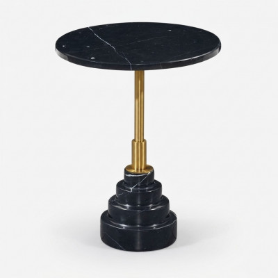 Niewendëscher Dëscher Wunnzëmmer Ronn Modern Schwaarz Couchtisch Luxus Marmor Dësch