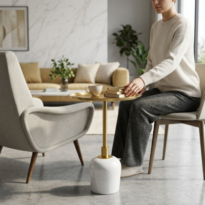 Ronde Kaffisdësch stilvoll Héichwäerteg Säitentësch Designer Dësch nei