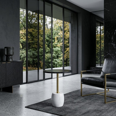 Luxuriéise Marmor Dësch Wunnzëmmer Miwwelen Ronnt Design Salondësch Stil