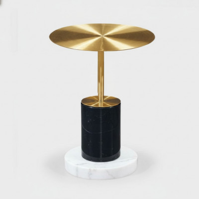 Moderne gëllent Marmor Säitentafel Wunnzëmmer Dëscher Ronn Design