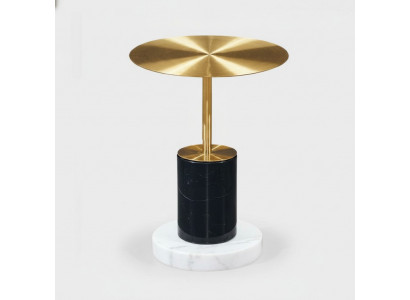 Moderne gëllent Marmor Säitentafel Wunnzëmmer Dëscher Ronn Design
