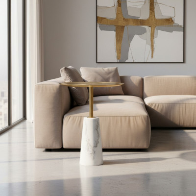 Designer ronnen Niewebord, héichwäerteg Luxusmiwwelen, modern Couchdësch.