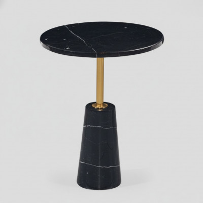Schwaarzen Rond-Säitendësch Designer Couchdësch Eedelstol Miwwel Stil