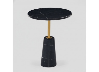 Schwaarzen Rond-Säitendësch Designer Couchdësch Eedelstol Miwwel Stil