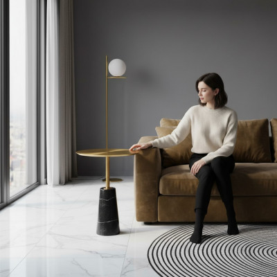 Designer gëllenen Niewentisch Luxus Kaffisdësch Wunnzëmmer Sofa Dësch