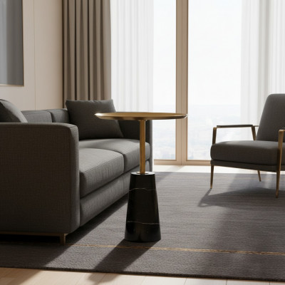 Designer schwaarze Bäistell-Dëscht aus Marmor Miwwelen Luxus Wunnzëmmer.