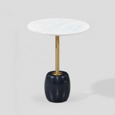 Designer ronnen Niewentafel mat Marmerplack Héichwäertege Couchtisch