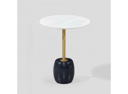 Designer ronnen Niewentafel mat Marmerplack Héichwäertege Couchtisch
