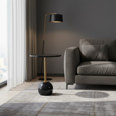 Schwaarz-Goldege Béischtelltësch Moderne Wunnzëmmer Marmor Couchtische