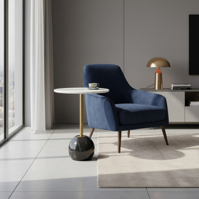 Schwaarz-wäissen Niewentësch Marmor Miwwelen Designer Wunnzëmmer Couchtischen