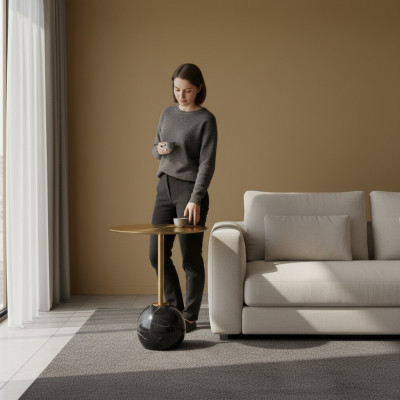 Wäissen modernen Ablagetisch Designer Metall Miwwelen Luxus Dëscher