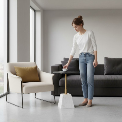 Héichwäertege Bäistelltësch Stilvoll Wunnzëmmer Dëscher Marmor Couchdësch