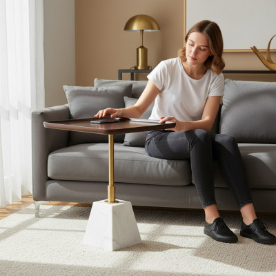 Wäiss-Brongen Metallsdësch Designer Niewendëscher Luxus Salondëscher Neien
