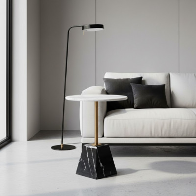 Designer Ronn Ofstellpiedestal Luxus Marmor Säitentafelen Stilvoll Miwwelen