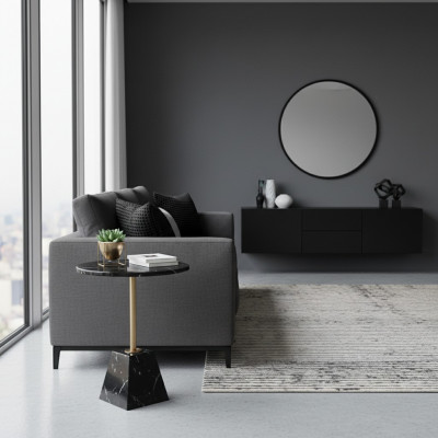 Ronnen schwaarzen Couchtisch Bäizäit Dësch Designer Dësch Wunnzëmmer
