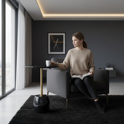 Schwaarzen Couchtisch Luxus Kaffisdësch Wunnzëmmer Design Bäistelltëscher