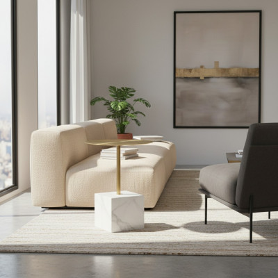 Luxuriéisen wäissen Niewentafel Wunnzëmmer Designer Späicherplat Couchtischen
