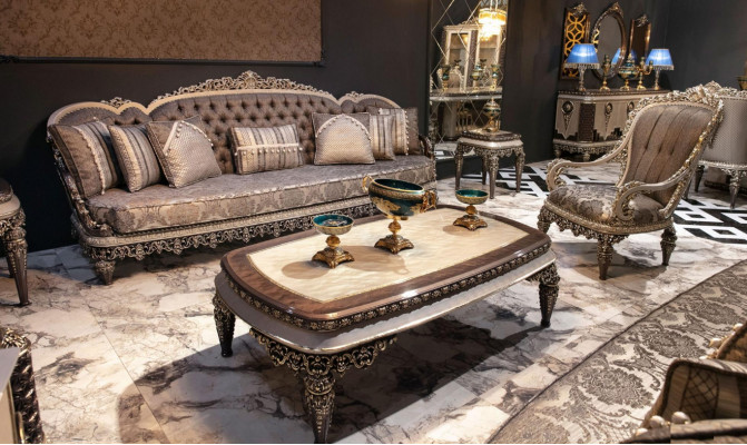 Taupe Klassesch Chesterfield Sofagarnitur 3+1+1 Sëtzer Luxus Couchen