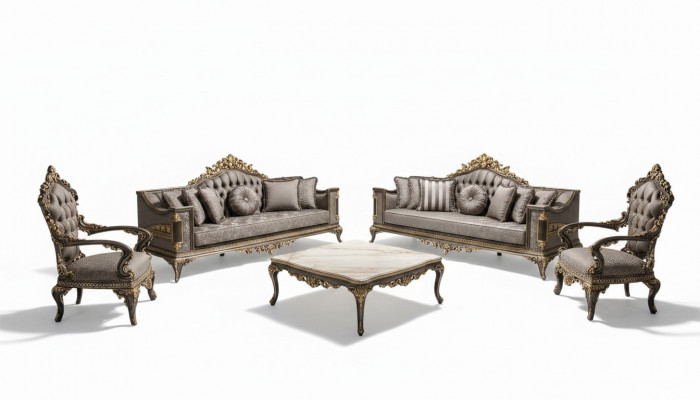 Luxus Chesterfield Klassesch Couchgarnitur 3+3+1 Sëtz Plaz Stilvoll Sofas Sofa