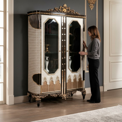 Klassesch Vitrinn Luxus Holz Vitrinn Schief Schiefen Designer Glasdieren Schaf