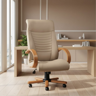 Luxus Gaming Stull Beige Büro-Sëtz Schreifdësch Dréistull Chefsessel Nei