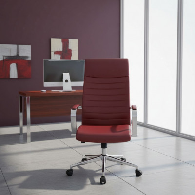 Kënschtlederen Design Stull Roude Stills Iesszëmmerstull Büro Stull