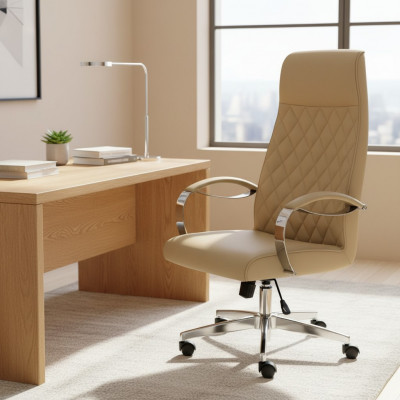 Modern komfortabel Dréistullmiwwelen Beige Bürostill Gaming Still Bürostill nei