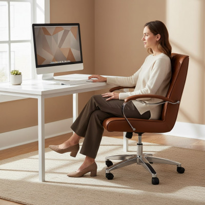 Modern Héichwäerteg Dréistull Miwwel Braun Büro-Stull Gamingstull Büro-Stull